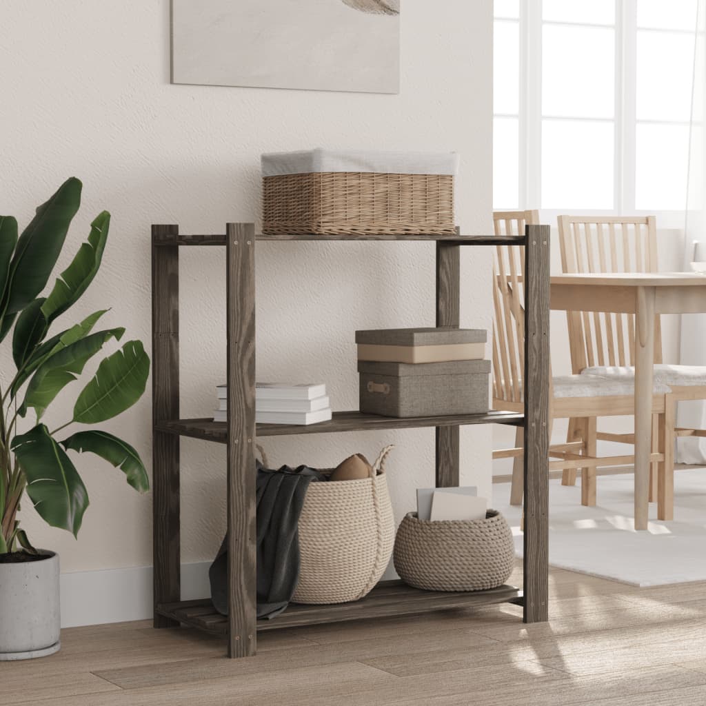 3-Tier Storage Rack Solid Pinewood