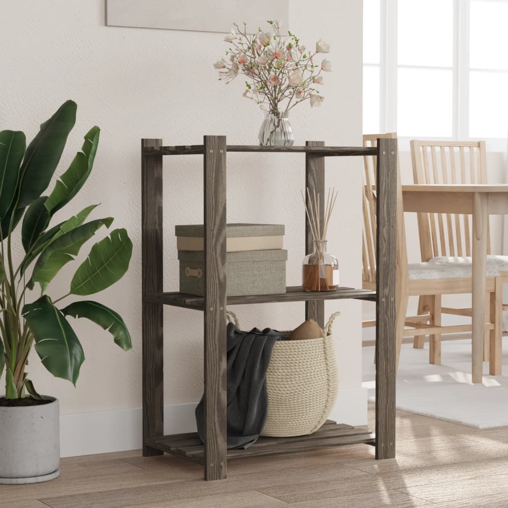 3-Tier Storage Rack Solid Pinewood
