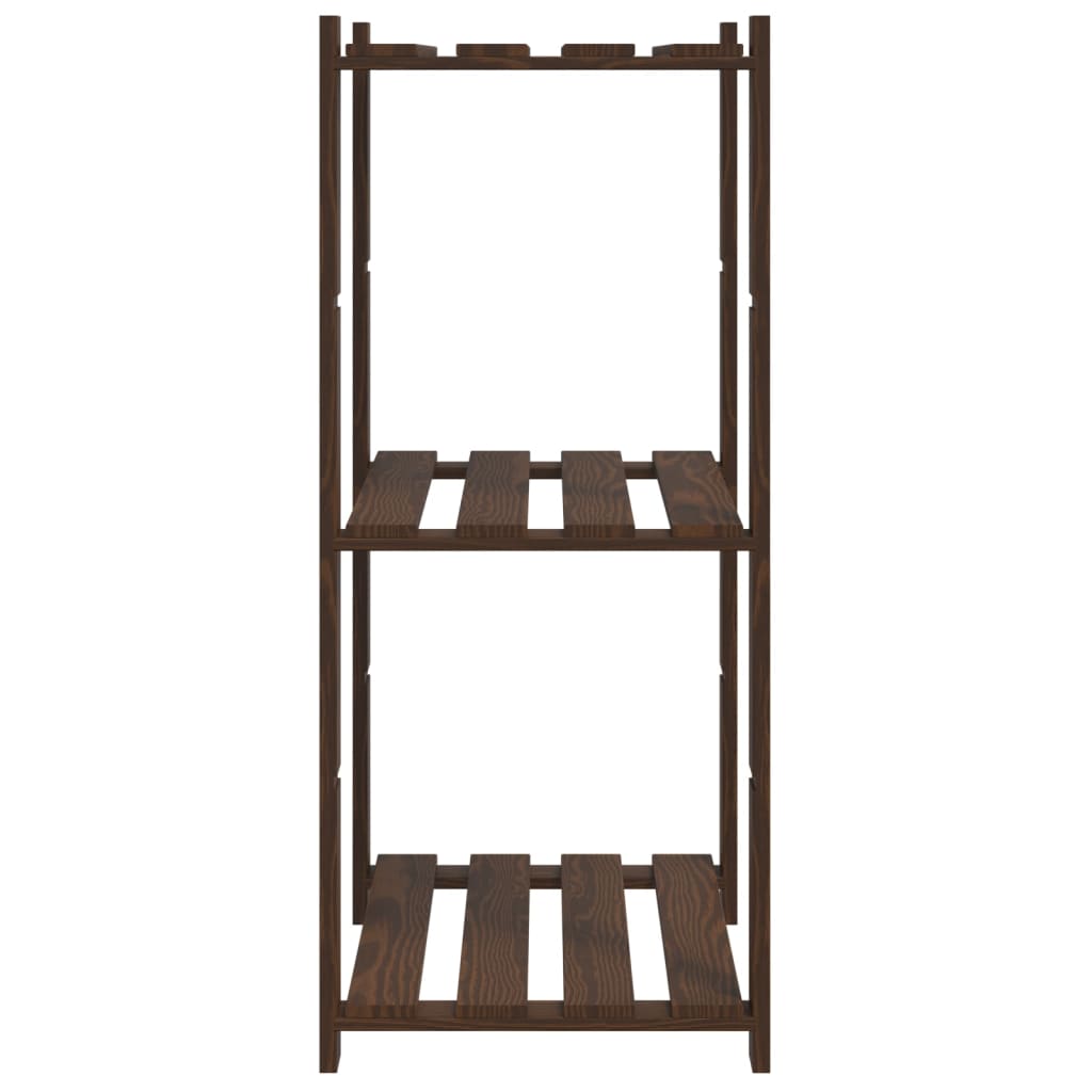 3-Tier Storage Rack Brown 60x38x90 cm Solid Wood Pine
