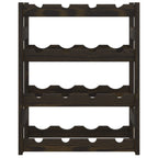 Wine Rack for 16 Bottles Black Solid Wood Pine