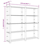 5-Tier Storage Rack Black 170x38x170 cm Solid Wood Pine