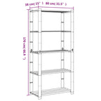 5-Tier Storage Rack Black 80x38x170 cm Solid Wood Pine