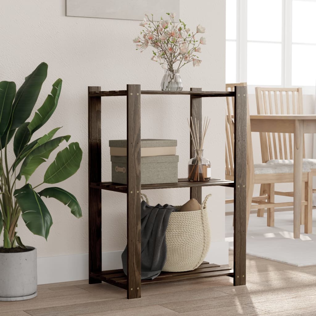 3-Tier Storage Rack Solid Pinewood