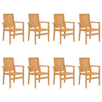 Stackable Garden Chairs 8 pcs 56.5x57.5x91 cm Solid Wood Teak