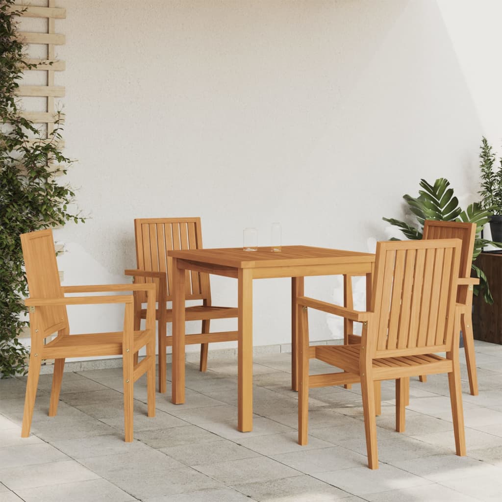 5 Piece Garden Dining Set Solid Wood Teak
