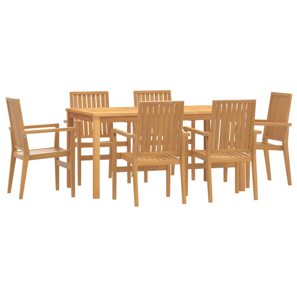 7 Piece Garden Dining Set Solid Wood Teak