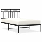 Metal Bed Frame without Mattress with Headboard Black 100x190cm