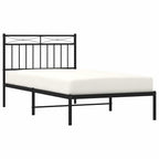 Metal Bed Frame without Mattress with Headboard Black 100x190cm