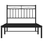 Metal Bed Frame without Mattress with Headboard Black 100x190cm