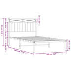 Metal Bed Frame without Mattress with Headboard Black 100x190cm