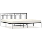 Metal Bed Frame without Mattress with Headboard Black 193x203cm