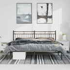 Metal Bed Frame without Mattress with Headboard Black 193x203cm