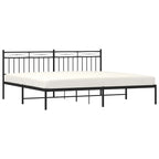 Metal Bed Frame without Mattress with Headboard Black 193x203cm