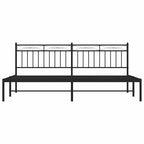 Metal Bed Frame without Mattress with Headboard Black 193x203cm