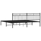 Metal Bed Frame without Mattress with Headboard Black 193x203cm
