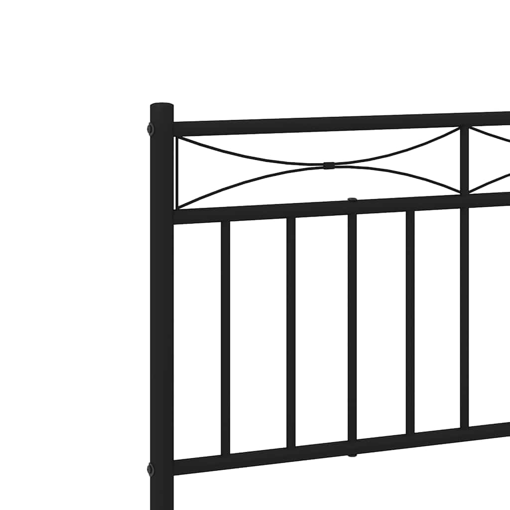 Metal Bed Frame without Mattress with Headboard Black 193x203cm