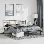 Metal Bed Frame without Mattress with Headboard Black 193x203cm