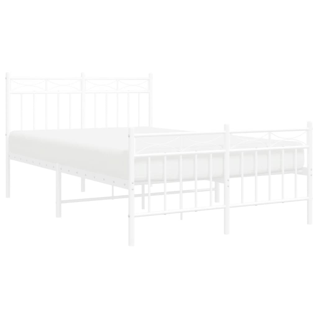 Metal Bed Frame without Mattress with Footboard White 120x190cm