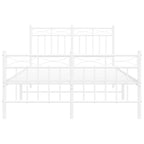 Metal Bed Frame without Mattress with Footboard White 120x190cm