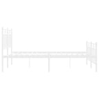 Metal Bed Frame without Mattress with Footboard White 120x190cm