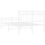 Metal Bed Frame without Mattress with Footboard White 120x190cm