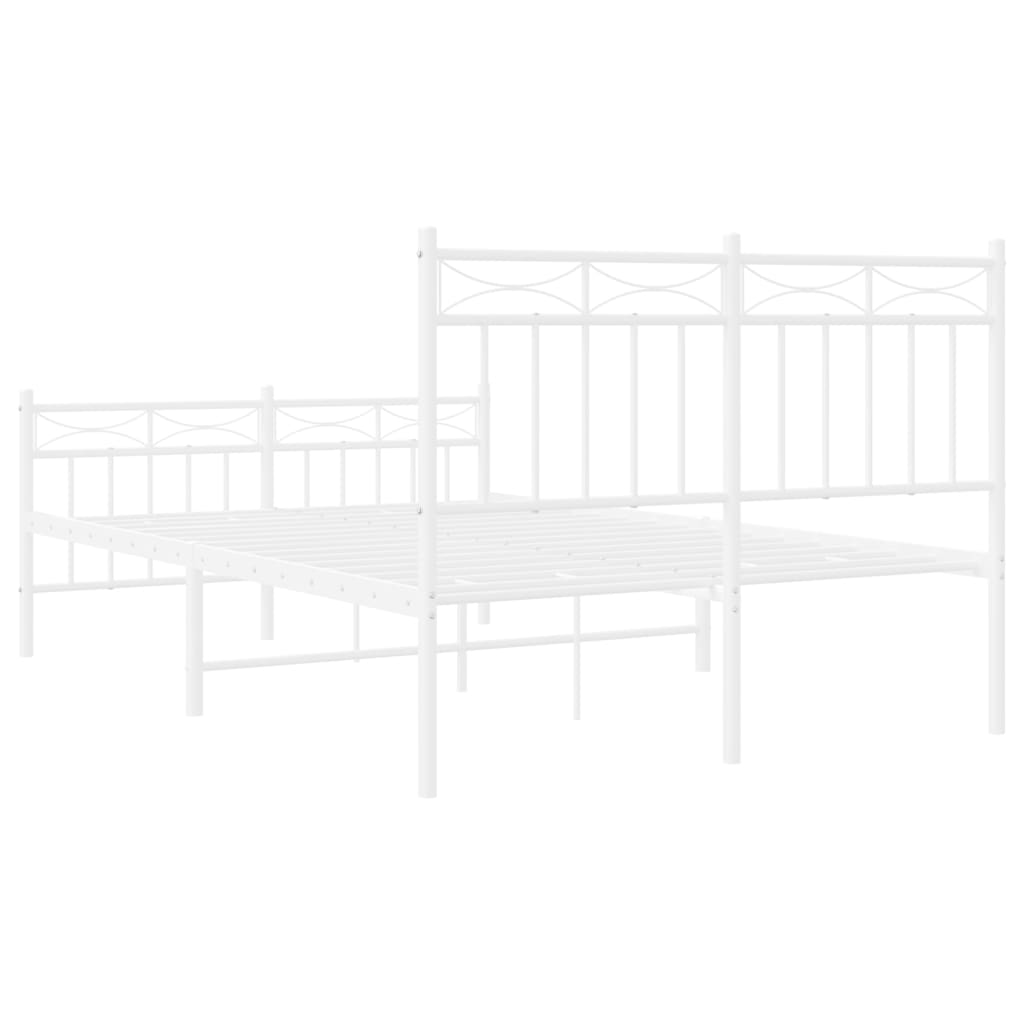 Metal Bed Frame without Mattress with Footboard White 120x190cm
