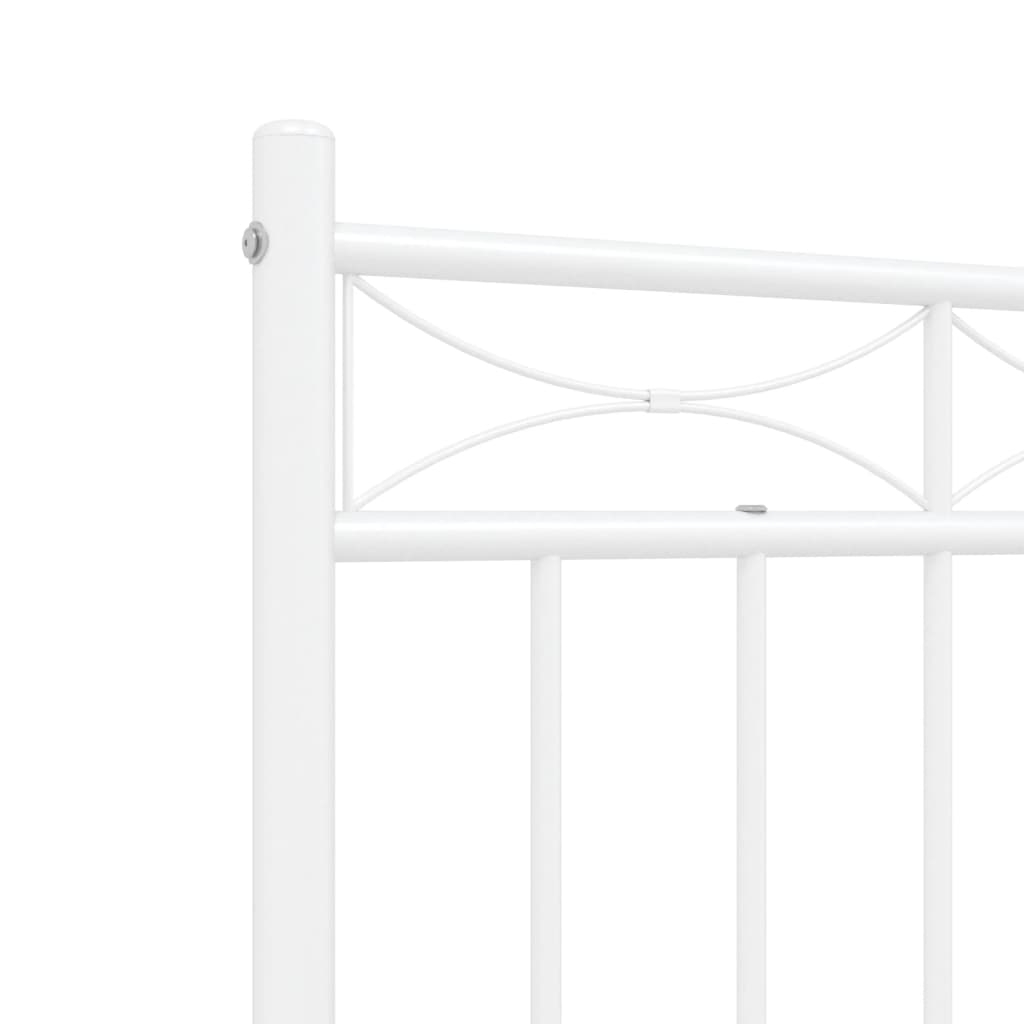 Metal Bed Frame without Mattress with Footboard White 120x190cm