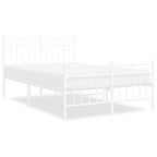 Metal Bed Frame without Mattress with Footboard White 120x200cm