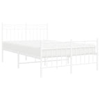 Metal Bed Frame without Mattress with Footboard White 120x200cm