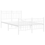 Metal Bed Frame without Mattress with Footboard White 120x200cm