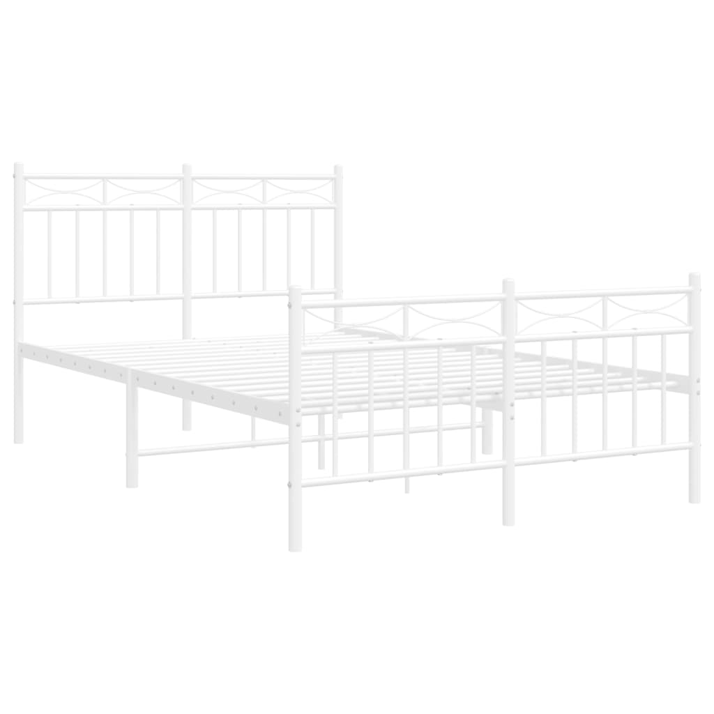 Metal Bed Frame without Mattress with Footboard White 120x200cm