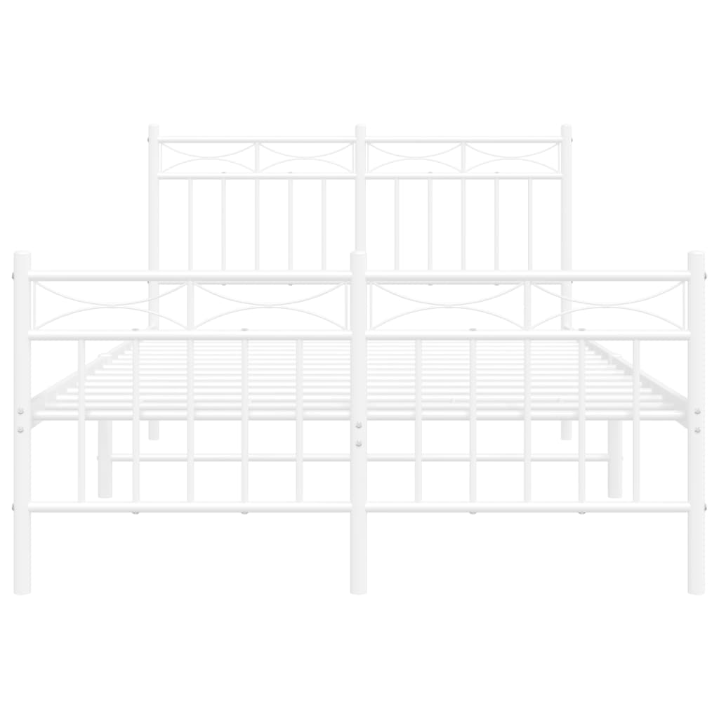 Metal Bed Frame without Mattress with Footboard White 120x200cm