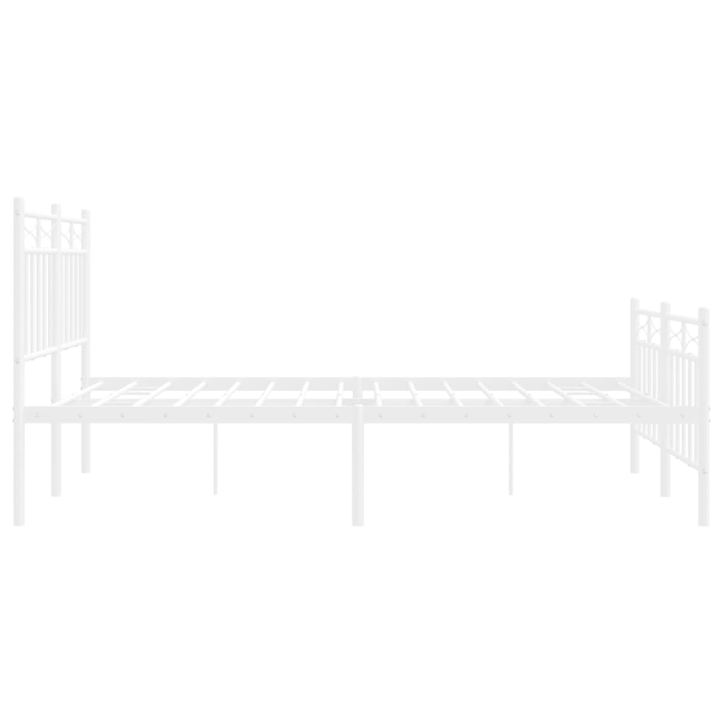 Metal Bed Frame without Mattress with Footboard White 120x200cm