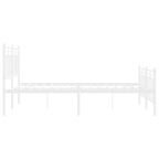 Metal Bed Frame without Mattress with Footboard White 120x200cm