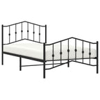 Metal Bed Frame without Mattress with Footboard Black 107x203cm