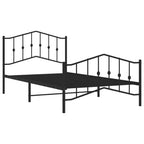 Metal Bed Frame without Mattress with Footboard Black 107x203cm
