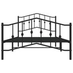 Metal Bed Frame without Mattress with Footboard Black 107x203cm
