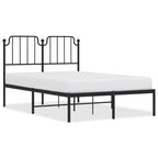 Metal Bed Frame without Mattress with Headboard Black 120x190cm
