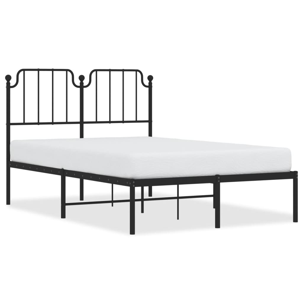 Metal Bed Frame without Mattress with Headboard Black 120x190cm