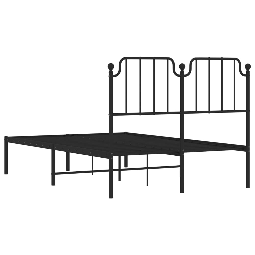 Metal Bed Frame without Mattress with Headboard Black 120x190cm