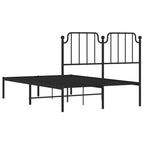 Metal Bed Frame without Mattress with Headboard Black 120x190cm