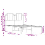 Metal Bed Frame without Mattress with Headboard Black 120x190cm