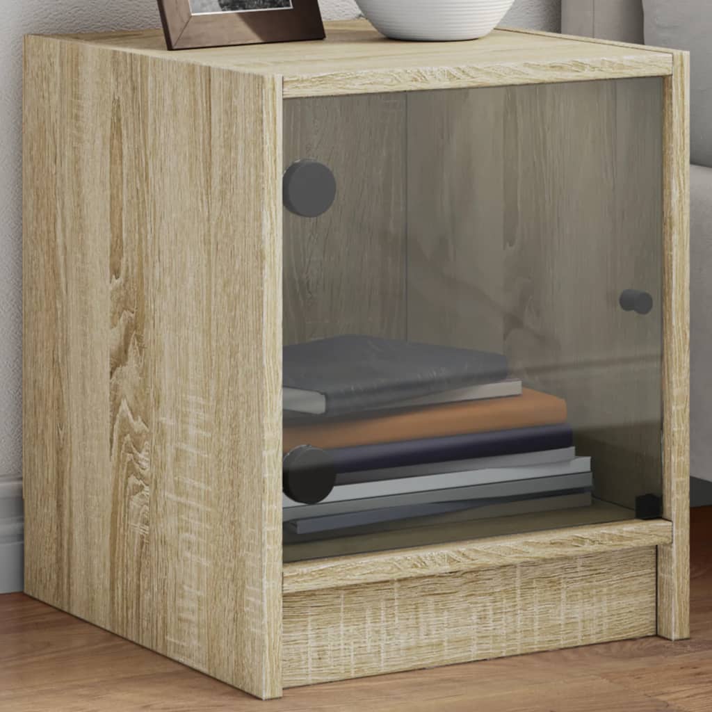 Bedside Cabinets with Glass Doors 2 pcs Sonoma Oak 35x37x42 cm