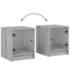 Bedside Cabinet with Glass Door Grey Sonoma 35x37x42 cm