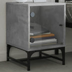 Bedside Cabinets with Glass Doors 2 pcs Concrete Grey 35x37x50 cm