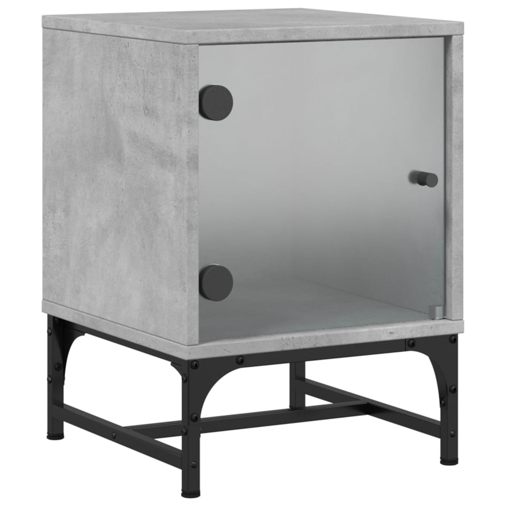 Bedside Cabinets with Glass Doors 2 pcs Concrete Grey 35x37x50 cm