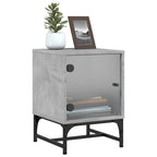 Bedside Cabinets with Glass Doors 2 pcs Concrete Grey 35x37x50 cm