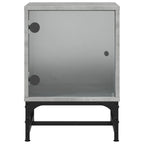 Bedside Cabinets with Glass Doors 2 pcs Concrete Grey 35x37x50 cm