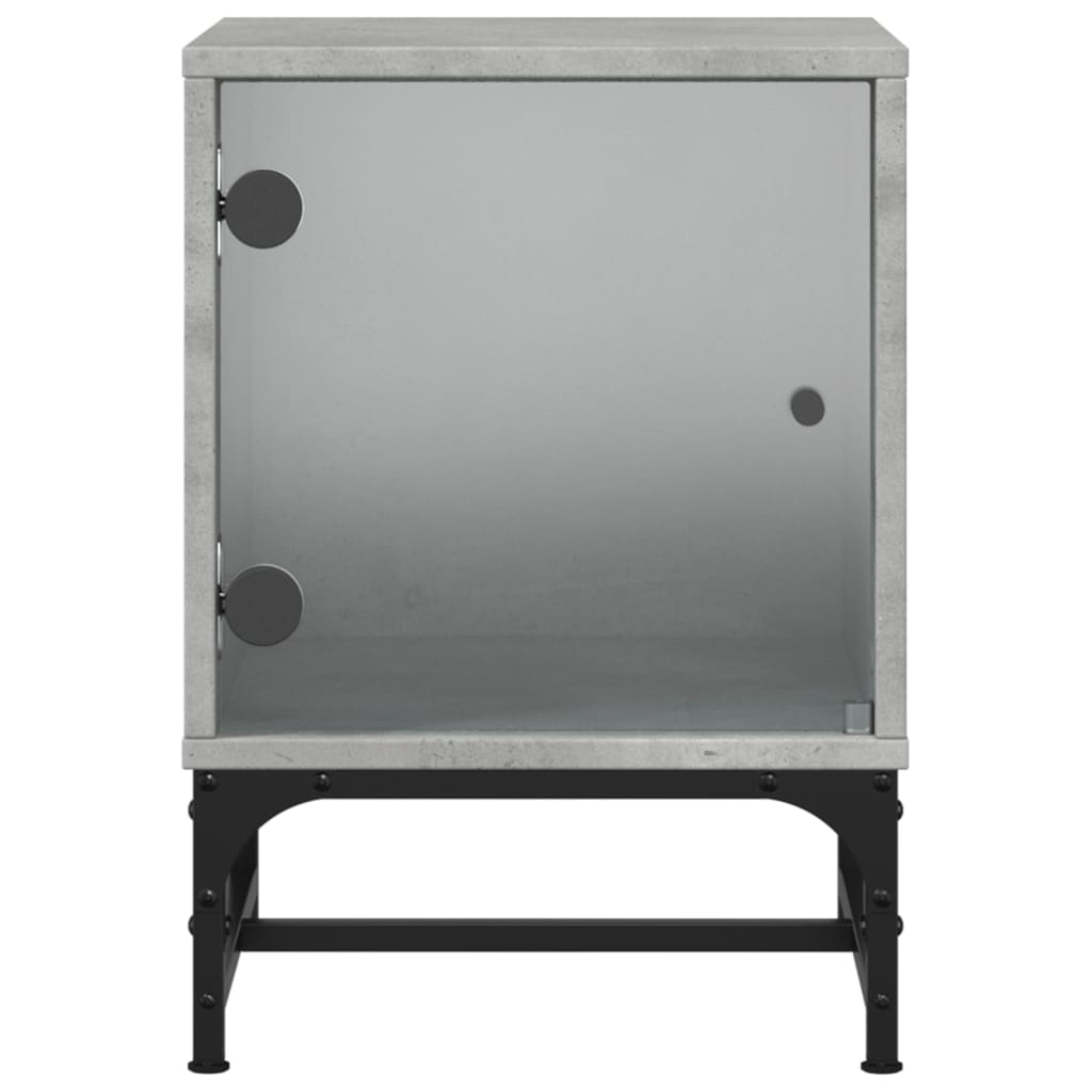 Bedside Cabinets with Glass Doors 2 pcs Concrete Grey 35x37x50 cm