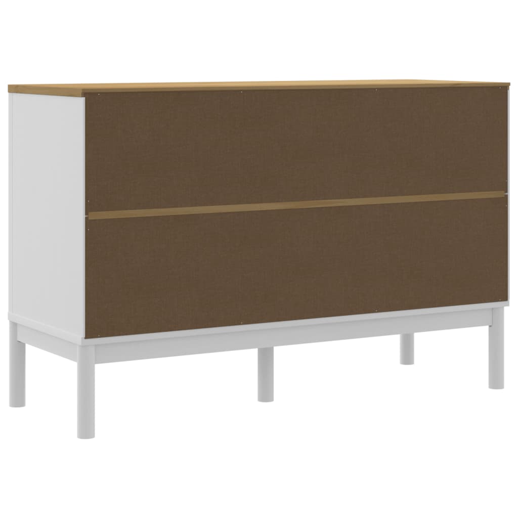 Sideboard FLORO White 114x43x74 cm Solid Wood Pine
